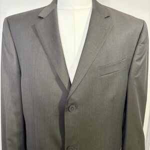 Oscar de la Renta Profile Men's Charcoal brown Wool Silk Suit Jacket Blazer 42L